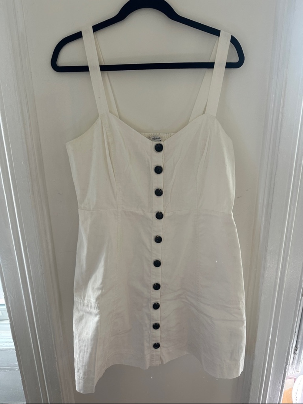 Madewell White Dress with Black Buttons
